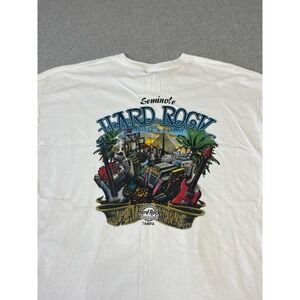 Vintage Hard Rock Cafe Shirt MEns 2XL White 90s Seminole Hotel & Casino Tampa FL